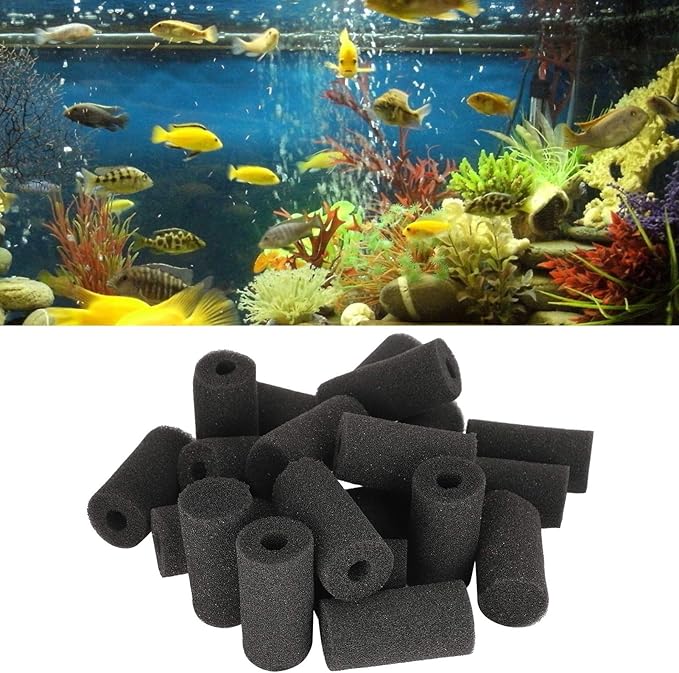 Fdit 20Pcs Pre Filter Sponge, Aquarium Filter Sponge Pre Filter Foam Rolls Fish Water Inlet Sponge Filter Protector Cover Replacement Foam Filter (Medium (Small Hole))
