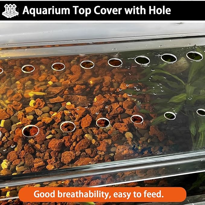 Acrylic Clear Aquarium Lid/Fish Tank Cover, Anti-Jumping Fish Tank Top Cover Ventilation Grid Panel, with Hole, for Aquarium