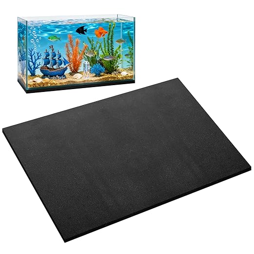 Aquarium Self Leveling Mat for Fish Tank 15 x 29.5 Inch x 6mm Thick, Aquarium Pad for Under Tank， Foam Compressible Neoprene Rubber Mat with Adhesive, Cut-to-Fit for 5/10/15/20/29 Gallon Tanks