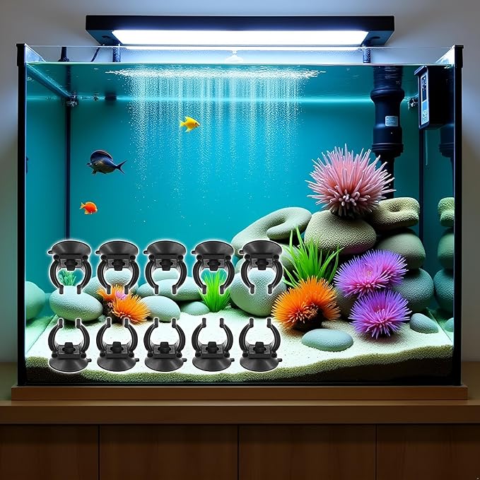 GANPUB 10PCS Black Suction Cup Fish Tank Aquarium Heater Rubber Clip Airline Tubing Glass Holder Pet Supplies Cost- Effective Fashion in Practical Aquarium Pumps and Filters(18-22MM)