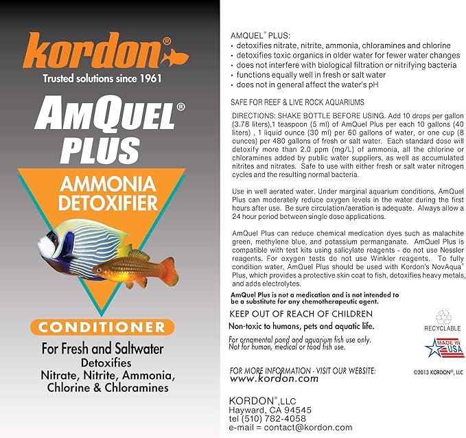 KORDON #33444 AmQuel Plus for Aquarium, 4-Ounce (Pack of 2)