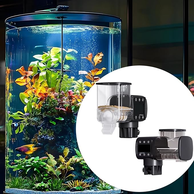 Automatic Fish Feeder for Aquariums Programmable Timer with Large Capacity Quiet Feeding Tool for Small Fishtanks