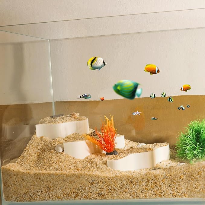Fish Tank Sand Accumulation Decoration Aquarium Gravel Landscaping Decoration Under Gravel Viewing Playing Decoration for Fish,Shrimp and Other Aquatic Animals (White,Style 4)