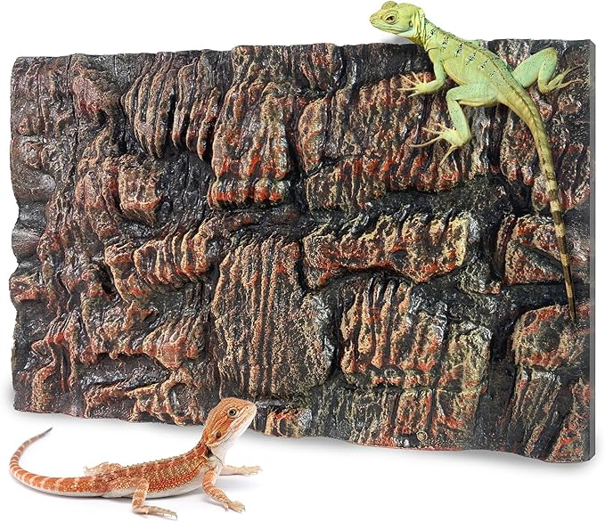 17.7x11.8in Rock Terrarium Background,3D Reptile Tank Background Board,Amphibian Stereo Backdrop Wall,Lizard Snake Gecko Spider Turtle Fish pet silo Background Decorative Panel(Brown)