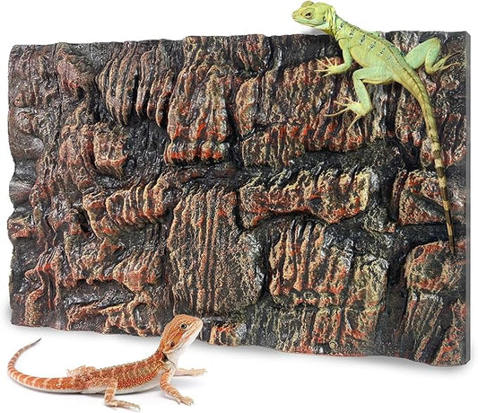 17.7x11.8in Rock Terrarium Background,3D Reptile Tank Background Board,Amphibian Stereo Backdrop Wall,Lizard Snake Gecko Spider Turtle Fish pet silo Background Decorative Panel(Brown)