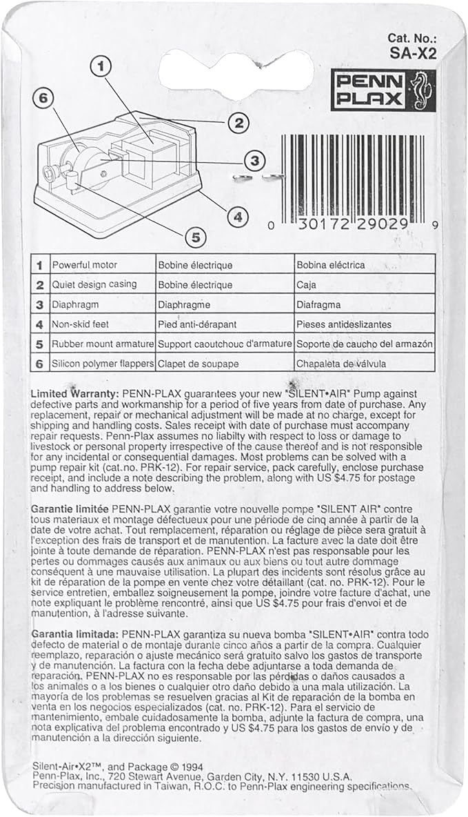 Penn-Plax Silent-Air Aquarium Air Pump - 20 Gal