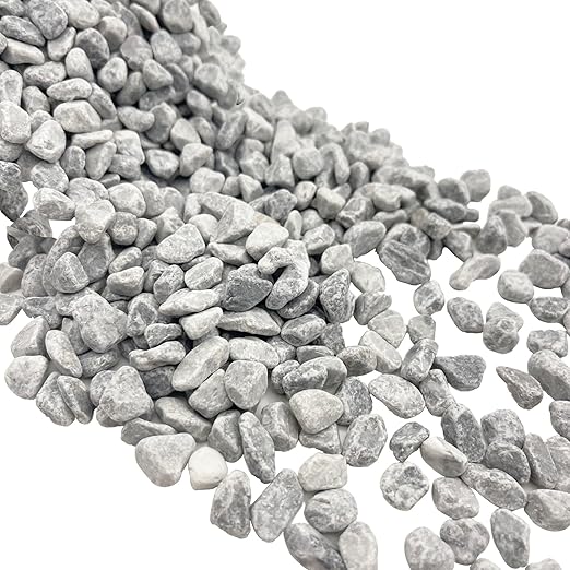 Natural Polished Pebbles, Decorative Garden Rocks, 1LB Cactus and Succulent Plants Pebbles, Grey River Rocks for Potted Plants, Vases, Aquariums, Terrarium and Outdoor Gardening(0.24-0.35 inch)
