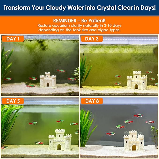 AquaMiracle Aquarium Filter with U - V Light & Filter Sponge, Fish Tank Filter with Timer for Green Water, Turtle Filter with Aeration & Rainfall Mode for Aquarium 80-200 Gallon