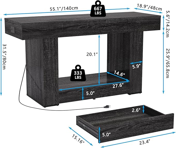 55–75/90 Gallon Aquarium Stand, Heavy Duty Fish Tank Stand for Turtle,Reptile&Amphibians,MDF Board Tabletop with Drawer&Power Outlet,Reinforced Metal Frame Upload 1000LBS Black Wood
