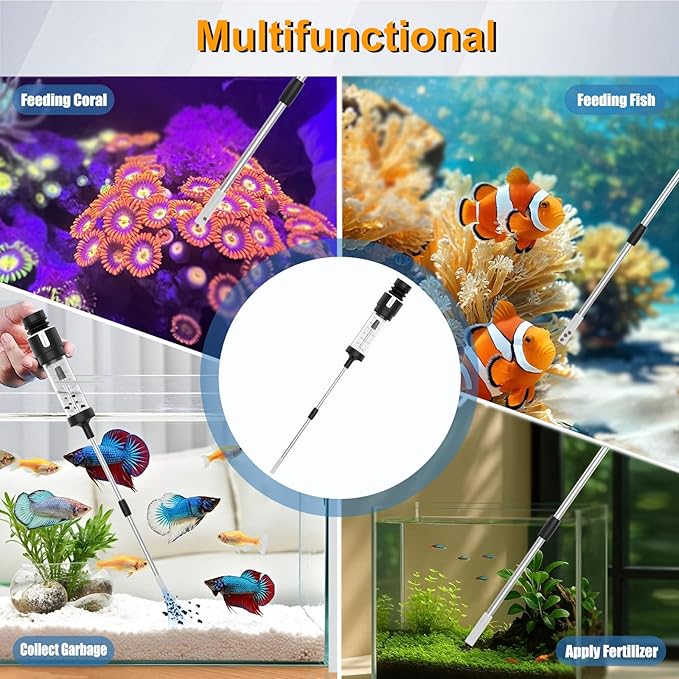Carefree Fish Aquarium Siphon Gravel Cleaner 6Ft Hose Tank Water Changer Sand Vacuum Multifunctional Cleaning Tools Fish Feeding Tube Coral Feeder Pipette Upgraded Turkey Baster