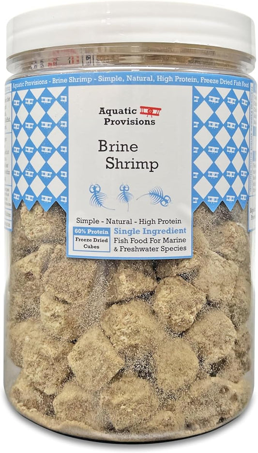 Aquatic Provisions Freeze Dried Brine Shrimp Cubes 2.5 oz, Fish Food for Freshwater and Marine Aquarium Species