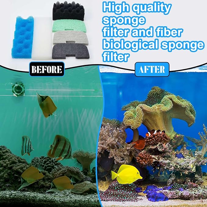 Threlaco 32 Pcs Aquarium Replacement Maintenance Kit Compatible with Fluval 206/207 Filter Media Including Biological Sponge, Ammonia/Phosphate/Nitrite Remover Pad, Aquarium Towel, Grease