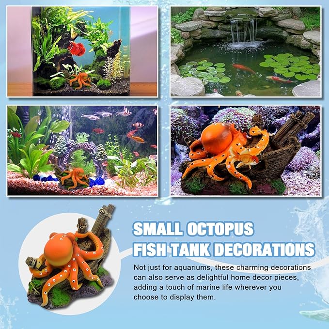 Octopus Decor, Small Octopus Fish Tank Decorations, Aquarium Decorations Ideal Gift for Love Fish Farming