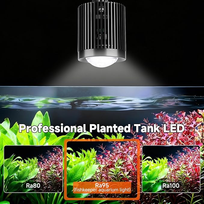 fishkeeper Clip On Aquarium Light, 24/7 Fish Tank Light with Timer, DIY 3 Colors & 10 Brightness Full Spectrum Aquarium LED Lights with Adjustable Metal Clamp for Freshwater Plants Fish Tanks (100W)
