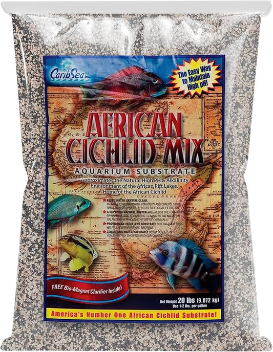 Carib Sea African Cichlid Mix Sahara Sand - 20 lb - Natural Substrate Buffers pH, Ideal for African Cichlids, Enhances Color & Behavior in Freshwater Aquariums
