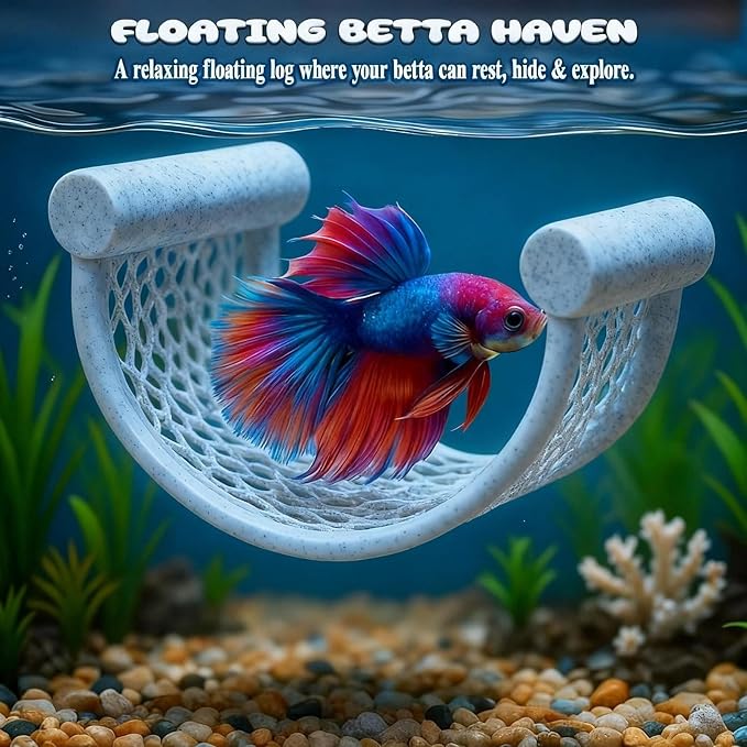 CPLIKE Marble Betta Fish Hammock - Floating Resting Platform for Bettas, Shrimp & Nano Fish - Elegant Aquarium Decor, Natural Stone Look Perch for Small Tanks