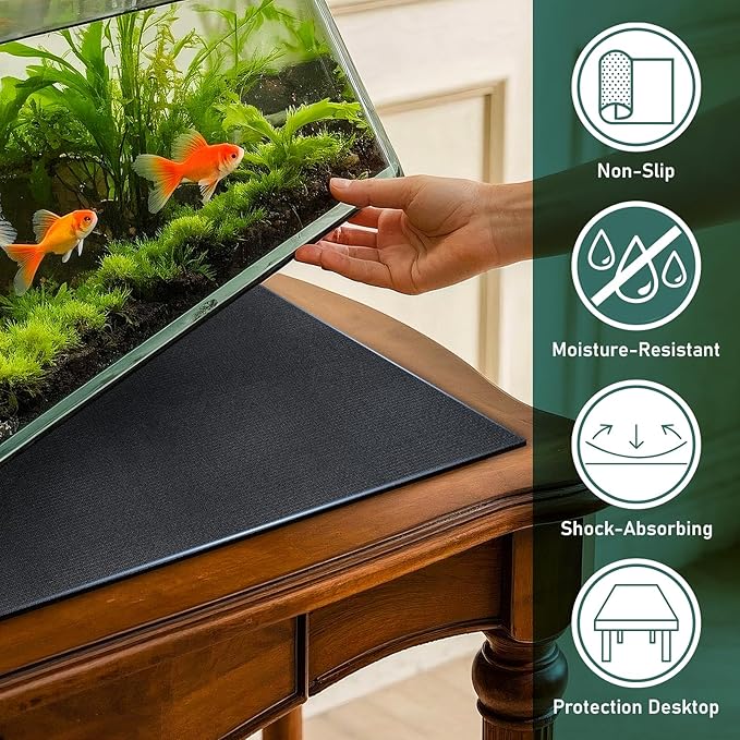 Aquarium Leveling Mat 2PCS/Set Neoprene Non-Slip Shockproof Fish Tank Pad Waterproof Textured Surface for Uneven Surfaces Durable Fish Tank Mat with Easy-Cut Edges (No Glue, 11.8 x 11.8 Inch)