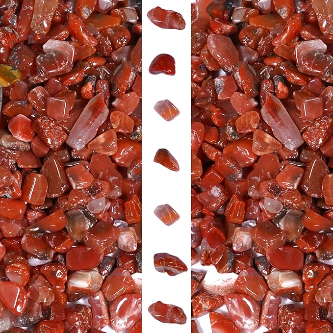 gemshan 2lb Carnelian Chips Natural Crushed Crystal Chip Bulk 7mm-9mm Tumble Healing Crystal Stone for Aquarium Vase Plant Decoration Jewelry DIY