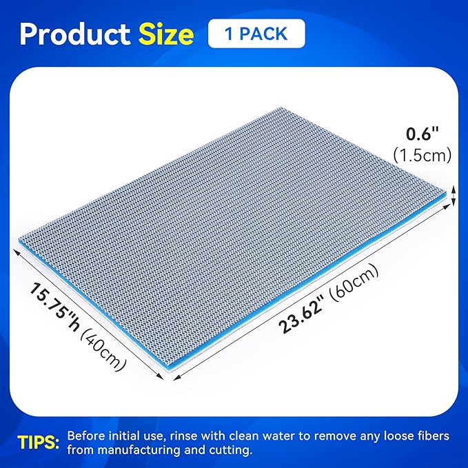 Borlech 8-Layer Fast-Acting Aquarium Filter Pad - Cut-to-Size Aquarium Floss Media for Fish Tank, Pond, Sump - Fast Water Polishing in Hours (23.62"x15.75"x0.6", 1 Pack)