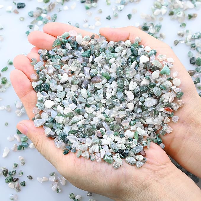 ZHIYUXI Aquatic Agate Crystal Chips Bulk Fish Tank Decorations Aquarium Rocks Gravel Vase Filler Stones Crystals for Candle Making Witch Kit Gravel for Plants Quartz Sand Gemstone 0.44 lbs