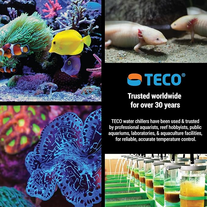 TECO 1/6 HP Aquarium Water Chiller - Ultra-Quiet, Energy-Efficient Temperature Control for Reef, Saltwater, Freshwater & Axolotl Tanks up to 120 Gallons