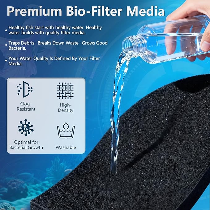 6 Pack Aquarium Bio Sponge Filter Media Pad, Cut-to-Size Filter Foam Pad for Fish Tank (6.3" x 4" x 0.8", 35PPI)