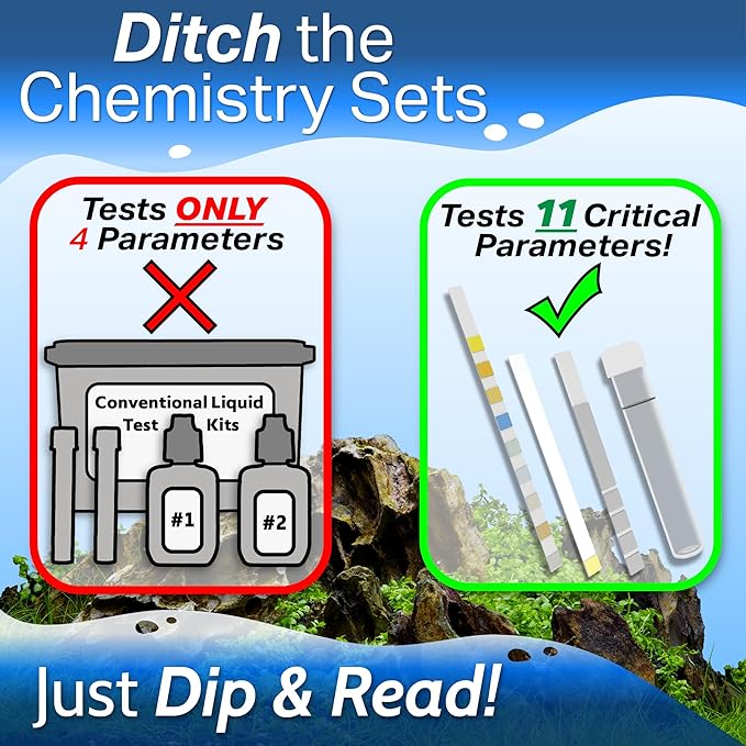 Master Test Strip Kit - for Freshwater, Saltwater & Reef Aquariums, Test for 11 Parameters! -Fast Lab-Grade Results with Interpretation Guide! (100 Ct. - 300 Strips, 1,100 Tests)