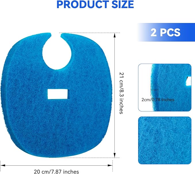 2 Pcs Coarse Sponge Filter Media Replacement for AquaTop Coarse Blue Filter Sponge Pad, Fits for Forza FZ9 Canister Filter, Traps Large Waste for Cleaner Water, for Fresh & Saltwater Fish Tank
