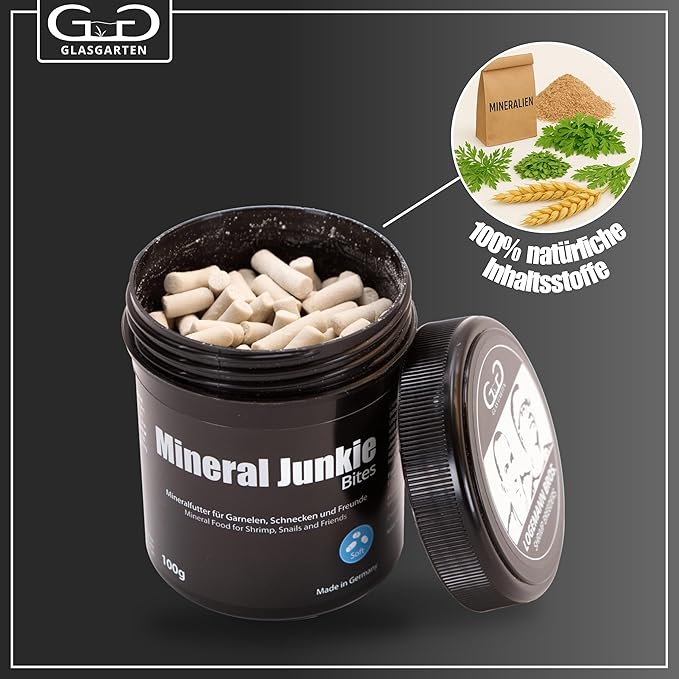 GlasGarten Mineral Junkie Bites (Sticks) for Shrimps, Crayfish, Crabs, Snails (100g)