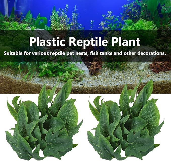 2PCS Artificial Water Plant,Simulation Vine,Lifelike Plastic Leaves Decoration with Suction Cup,Plastic Plant Aquatic Water Grass Decor for Fish Tank (Sweet Potato Leaves)