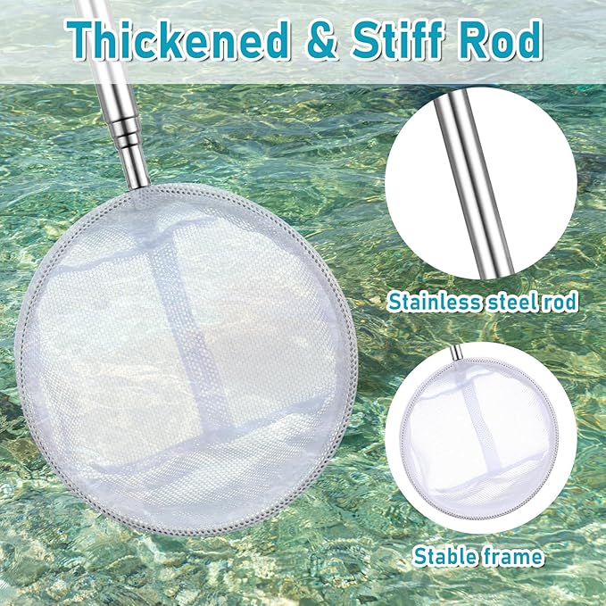 4 PCS Fish Tank Shrimp Net Extendable Handle, Aquarium Stainless Steel Small Fishing Net with Adjustable Handle Fishtank Nets Small Nets for ShrimpFish Circle Square Brine ShrimpNet for Aquarium
