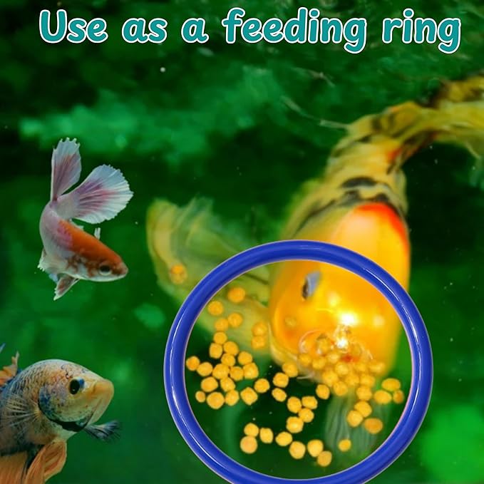 Betta Fish Enrichment Toys Ring and Mirror , Floating Exercise Mirrors And Training Ring, Floating Mirrors Aquarium With Feeding Rings, Fish Toys, Betta Fish Tank Accessories (Blue+Mirror, 6.4cm)