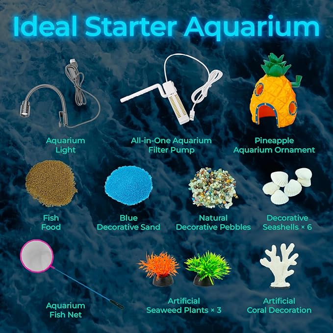 5 Gallon Fish Tank Aquarium Starter Kit with Filter and Light, All in One Small Fish Tank for Betta, Kids & Desktop Use, Self Cleaning Nano Aquarium with Lid(Large Black)