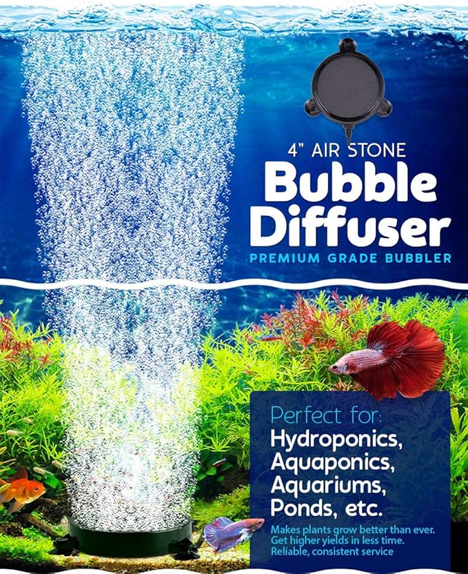 SLOCME 4 Inch Aquarium Air Stone - Air Bubble Stone with Suction Cup Dissolving Oxygen Diffusers Air Pump Accessories for Aquarium Fish Tank