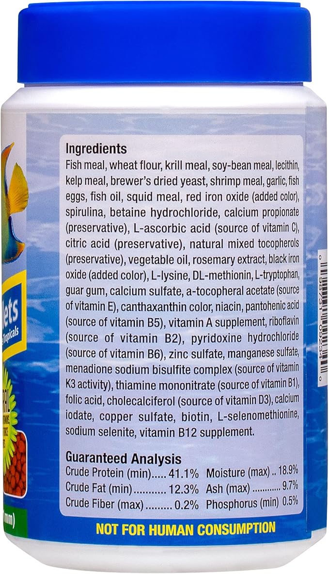 Ocean Nutrition Fish Food - Tropical Fish Food, Soft Moist Sinking Pellets, High Protein(41%) Guppy Fish Food, Fish Food Flakes Alternative, 14 oz (400 g), Medium Pellet
