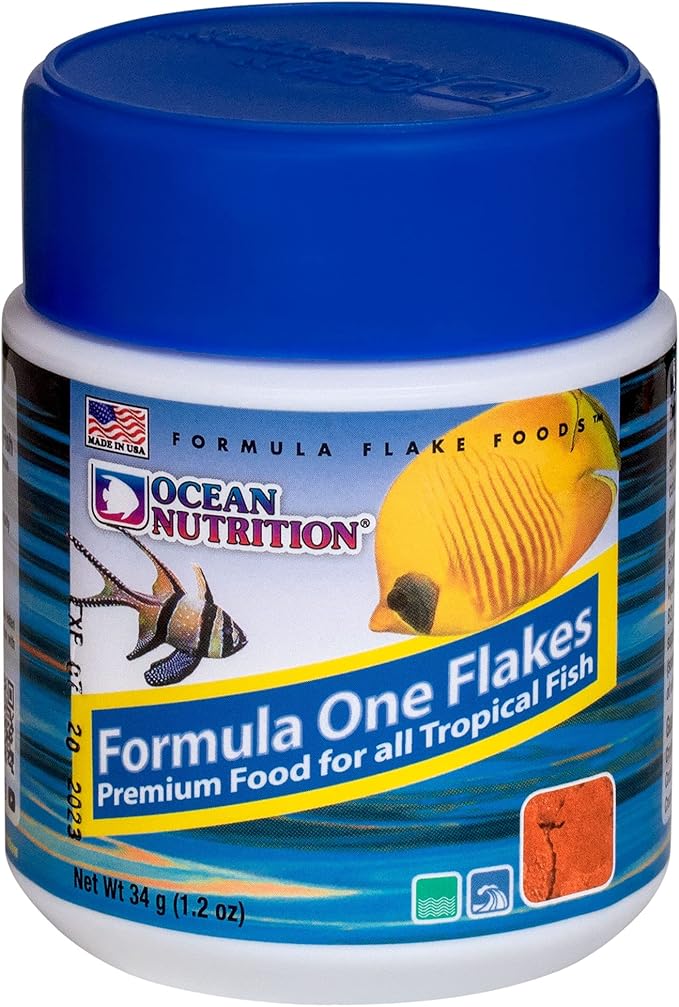 Ocean Nutrition Formula One Flake Fish Food - Natural Ingredient Fish Food Flakes for All Saltwater Tropical Fish - Supports Health & Coloration, Does Not Cloud Water, Made in USA, 1.2 oz (34 g)