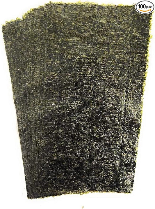 Green Nori Seaweed Sheets 100 Pack - 4" x 7.5" for Marine Fish Freshwater Fish and Hermit Crabs.