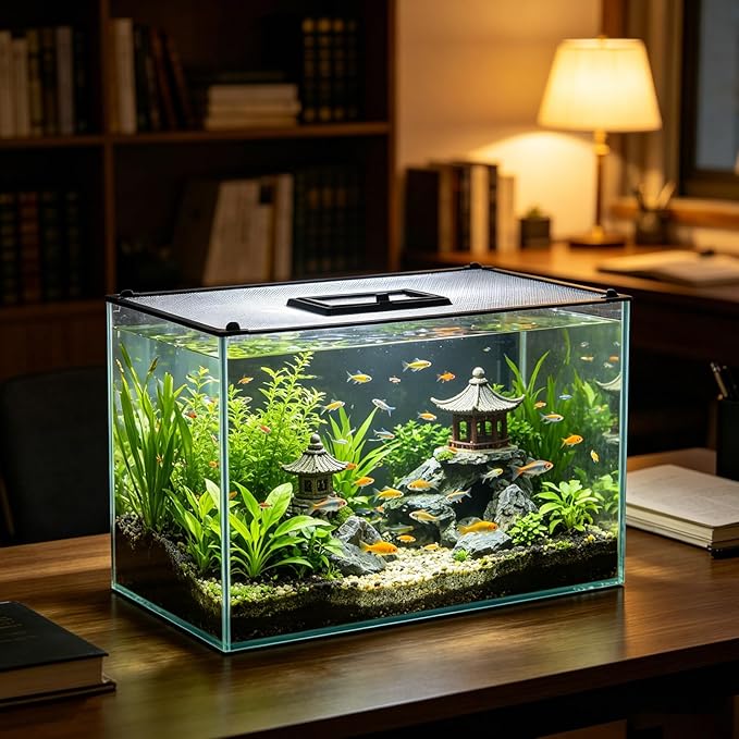 Magnetic Fish Tank Cover Net - Aquarium Lid Mesh Top Hood Anti-Jumping Aquarium Cover - Replacement Accessories for Fish Bowl Terrarium 60x30cm/24 x12