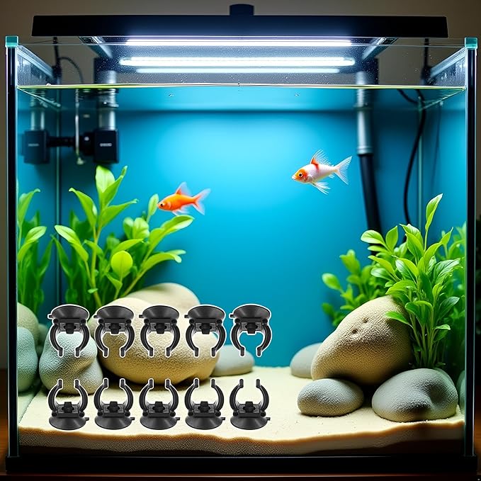 GANPUB 10PCS Black Suction Cup Fish Tank Aquarium Heater Rubber Clip Airline Tubing Glass Holder Pet Supplies Cost- Effective Fashion in Practical Aquarium Pumps and Filters(18-22MM)