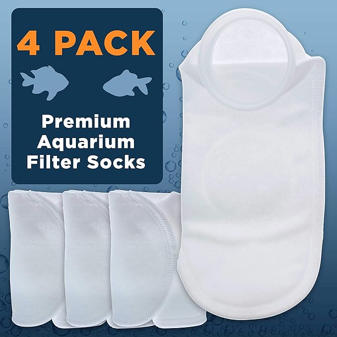 Master Pet Supply 4 Pack Premium Aquarium Filter Socks, 200 Micron, 4 Inch Ring by 14 Inch Long - Felt Filtration Bags for Freshwater, Saltwater Aquariums, Fish Tanks, Koi Ponds, Reefs, Sump, Overflow