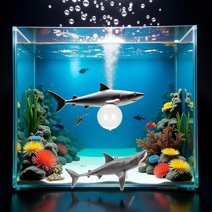 1 Pc Floating Shark Ornament - Adjustable Aquarium Shark Animal Decor | Aquarium Floating Shark Ornaments Thematic Ornaments Suitable for Aquarium All Kinds of Fish Tank and Home, Shark Pool Décor
