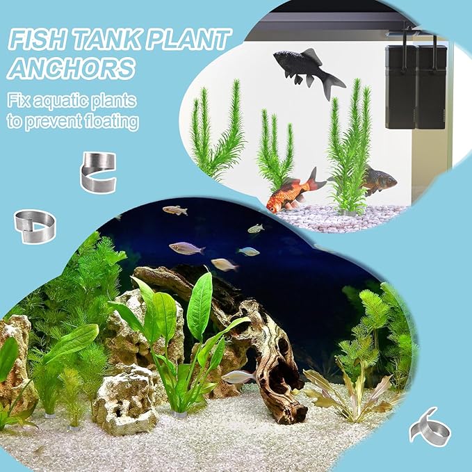 XIHIRCD 55pcs Aquarium Plant Weights, Bendable Aquatic Plant Anchors Cuttable Aquarium Plant Over Weight Anchors Metal Fish Tank Plant Weights for Aquarium Ponds Plants Prevent Floating