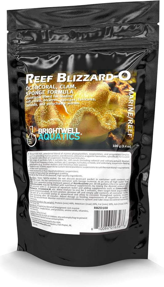 Brightwell Aquatics Reef Blizzard-O Powdered Planktonic Food Blend for Octocorals & Bivalves, 100g (RBZO100)