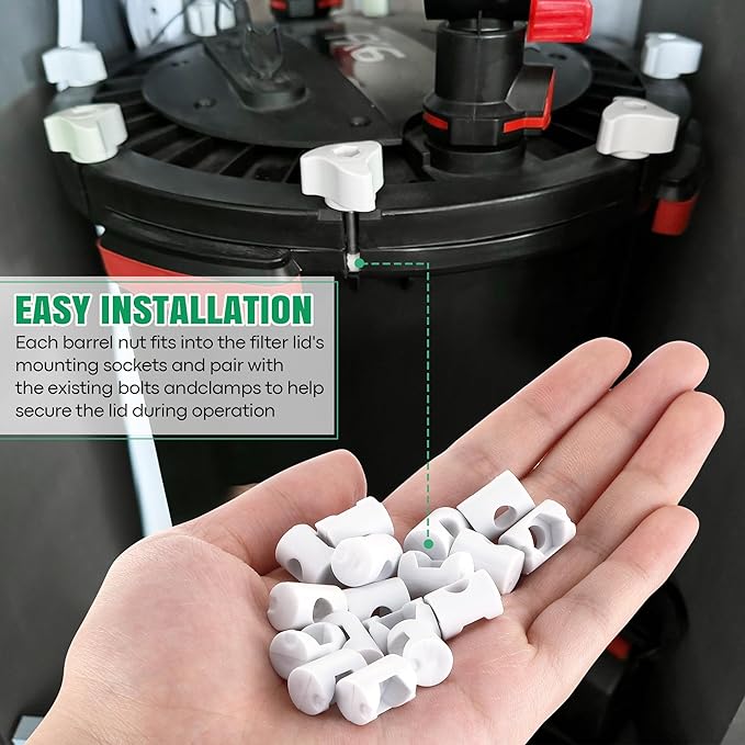 18 Pack Lid Fastener Barrel Nut Compatible with Fluval FX6 FX5 FX4 FX2 Canister Filter, Aquarium Filter Lid Fastener Replacement Part, Lock Nut Clamp Accessories (Barrels Only)(White)