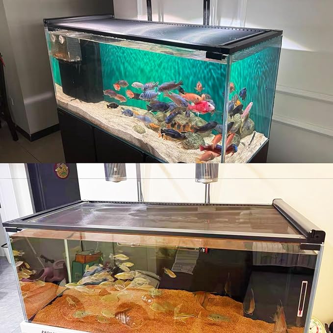 Retractable Fish Tank Hoods 30 * 12in or 24 * 12in Fish Tank Lid Anti-Jump Aquarium Lid for 29/20 Gallon Fish Tanks Prevent Cats from Climbing (M-24 * 12IN)