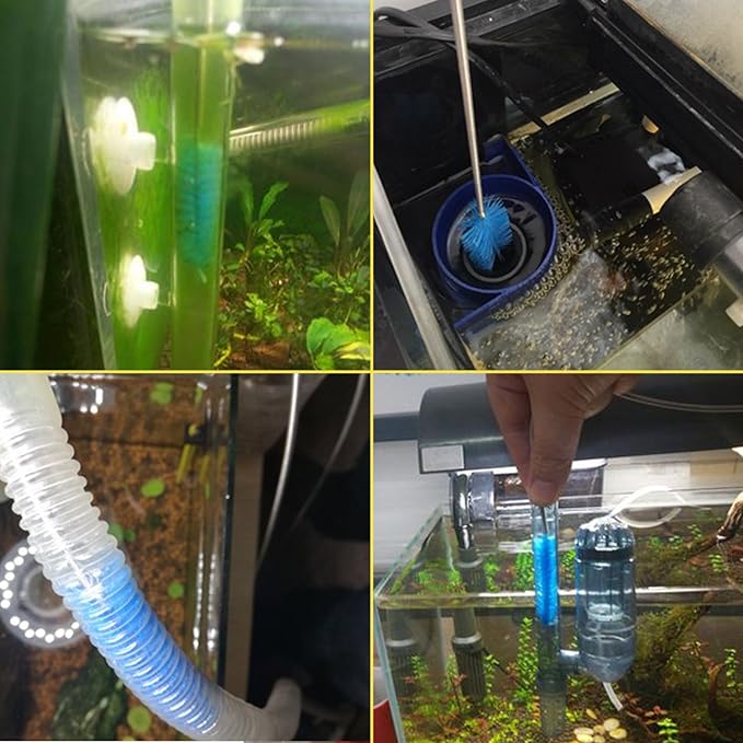 SLSON Aquarium Filter Brush Flexible Double Ended Bristles Hose Pipe Cleaner Stainless Steel Long Tube Cleaning Brush for Fish Tank or Home Kitchen