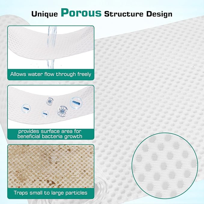 hygger Porous Fish Tank Filter Pad Aquarium Filter Floss 12"x 62" Ultra Thin Bio Filter Media for Sump Pond Canister Freshwater & Saltwater (Reusable, Easy to Cut & Clean)