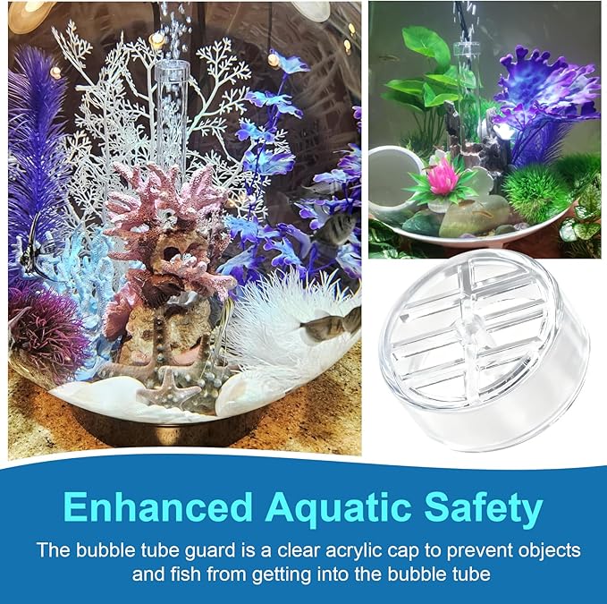 Bubble Tube Guard for biOrb Aquarium, Acrylic Cover Aquariums Prevents Objects, Fish, Snails, Shrimp Out of Filter for Safe and Clean Tank -2PCS