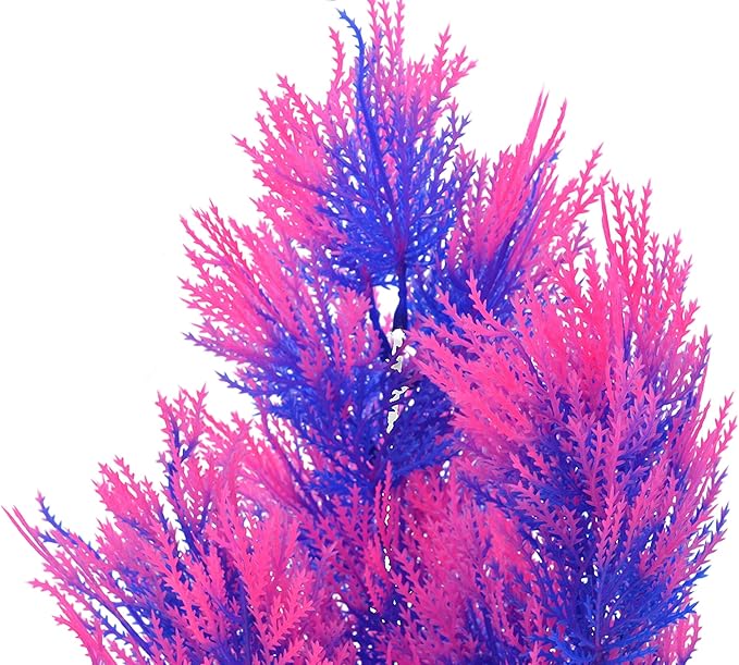 CNZ Aquarium Decor Fish Tank Decoration Ornament Artificial Plastic Plant Green 15.5-inch Pink/Purple, 2-Pack