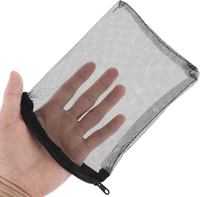 Tucnoeu 10Pcs Media Bags for Aquarium Fine Mesh Bag Aquarium Filter Media Bags with Plastic Zipper Suitable for Activated Carbon, Filter Stones, Ceramic Rings（Black）